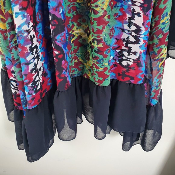 2 Tee Couture Sheer Asymmetrical Dress Multicolor Size Medium - Picture 4 of 5